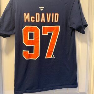 Fanatics Navy and Orange Oilers McDavid Tee